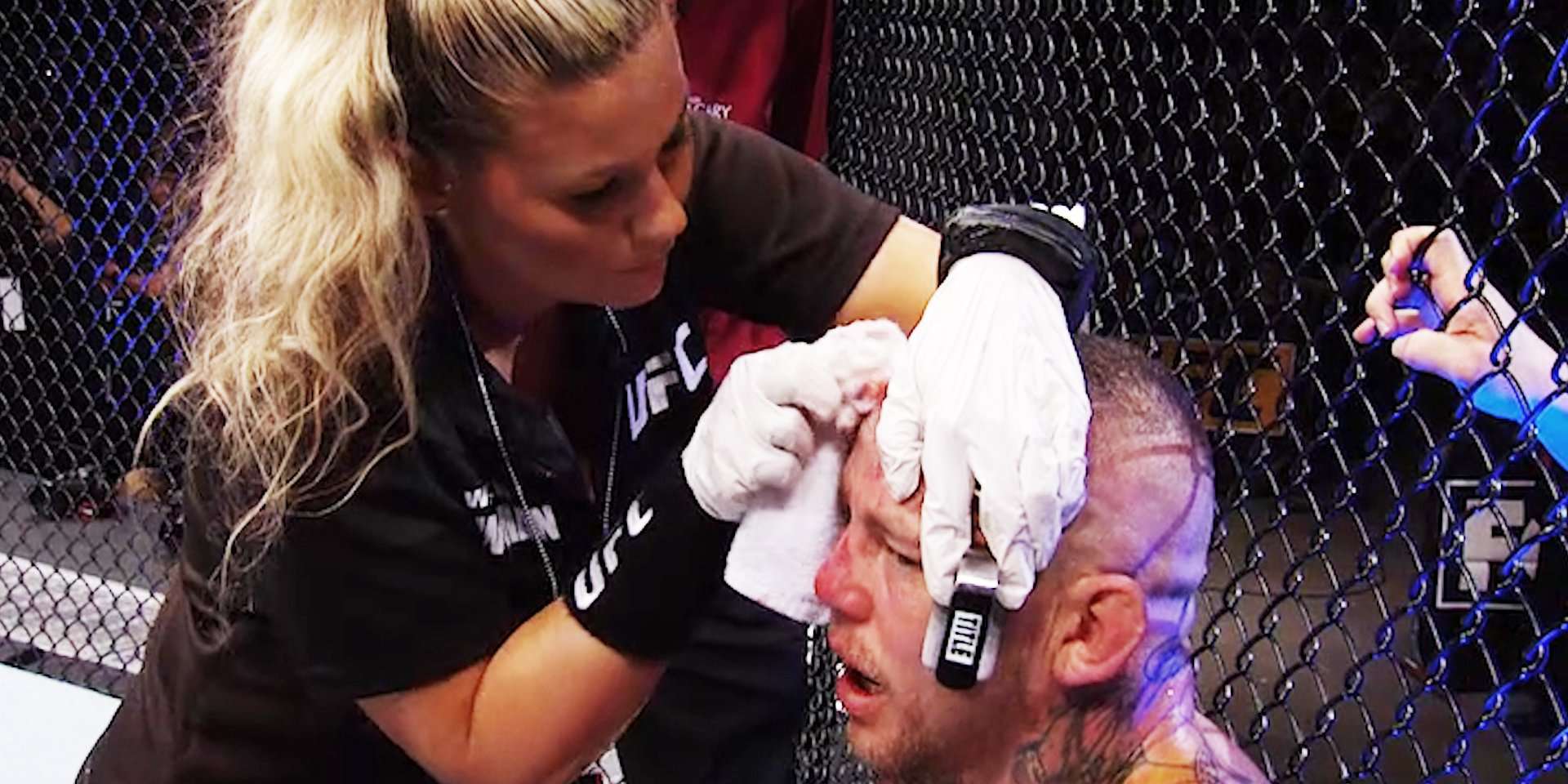 Taboola Ad Example 54004 - Swayze Valentine Is The Only Female Treating Fighters' Cuts And Bruises Inside The UFC Octagon