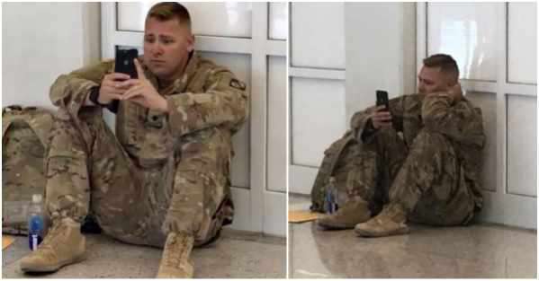 Yahoo Gemini Ad Example 42326 - Staff Panic As They See Soldier Crying In Airport